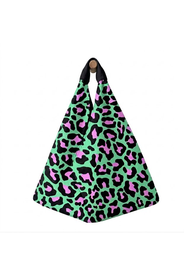 Hande Dizayn Valentine's Mother's Day Green Leopard Origami Model Shoulder Bag