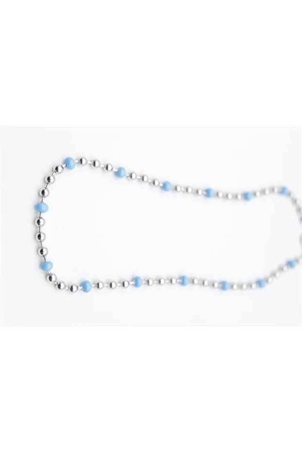 Turquoise Bead Necklace - Silver