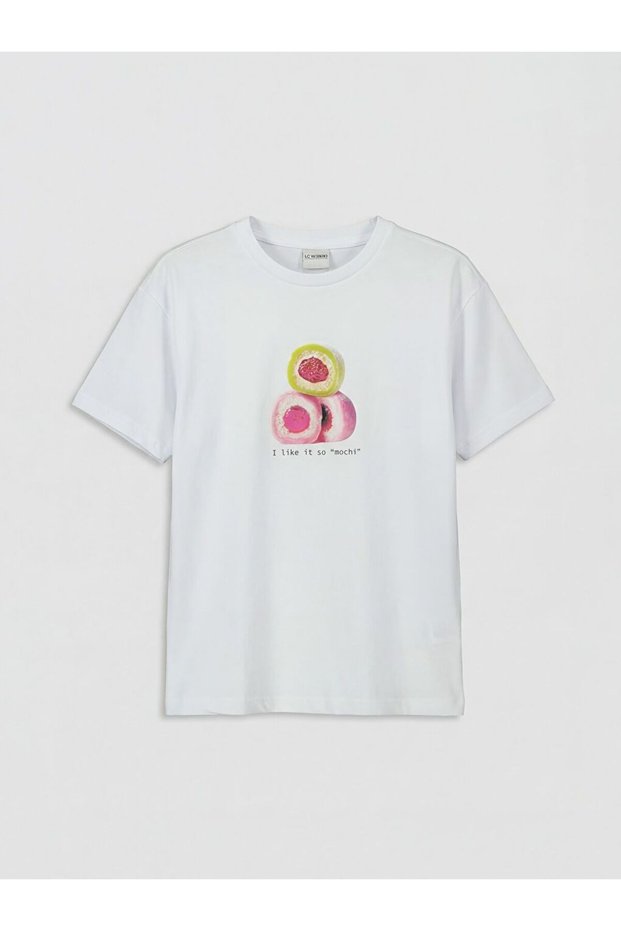 Lcw Kids Crew Neck Printed Girls' T-Shirt