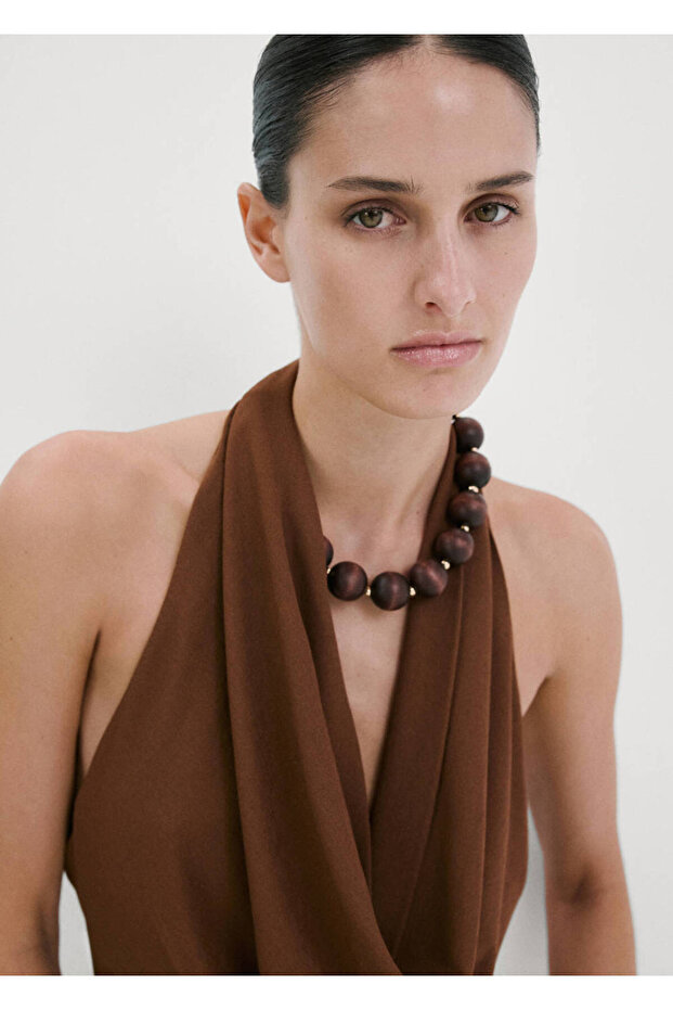 Drape halter yaka bluz - 7