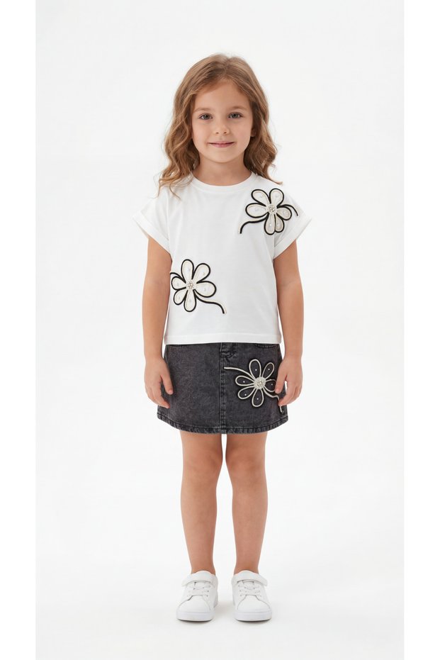 Papatyalı Girl's T-Shirt-Shorts Set