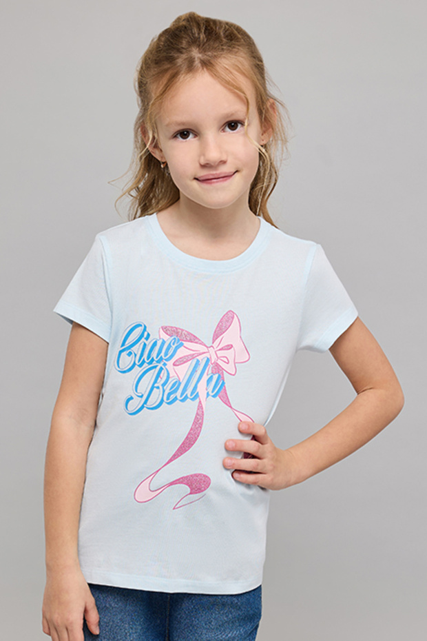 تي شيرت مطبوع برقبة دائرية وأكمام قصيرة