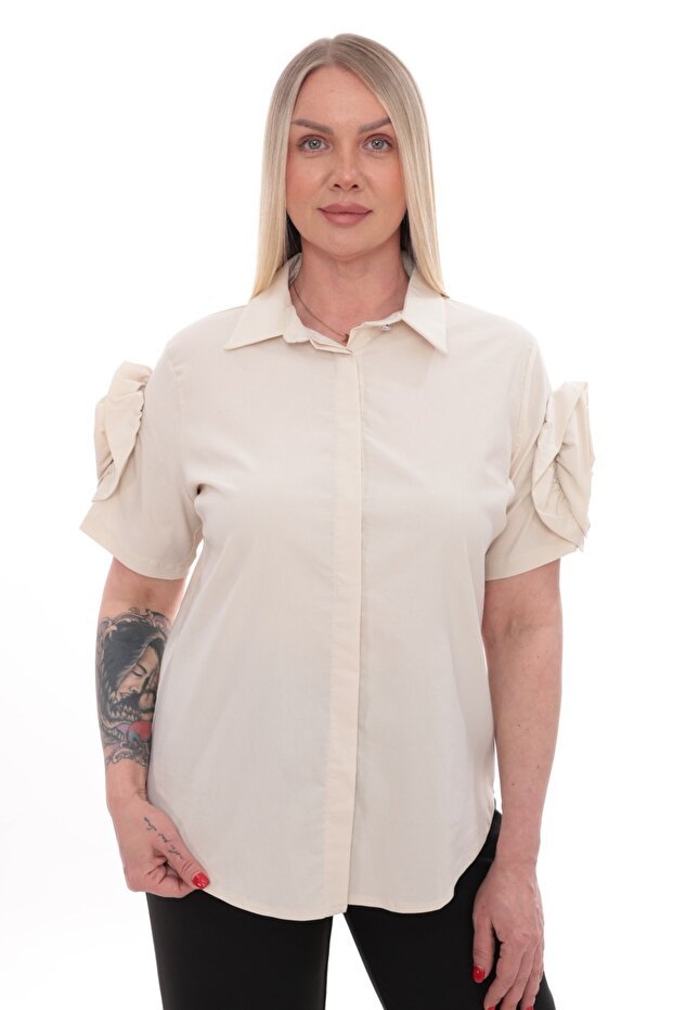 Floral Detailed Sleeve Shirt Ets1041