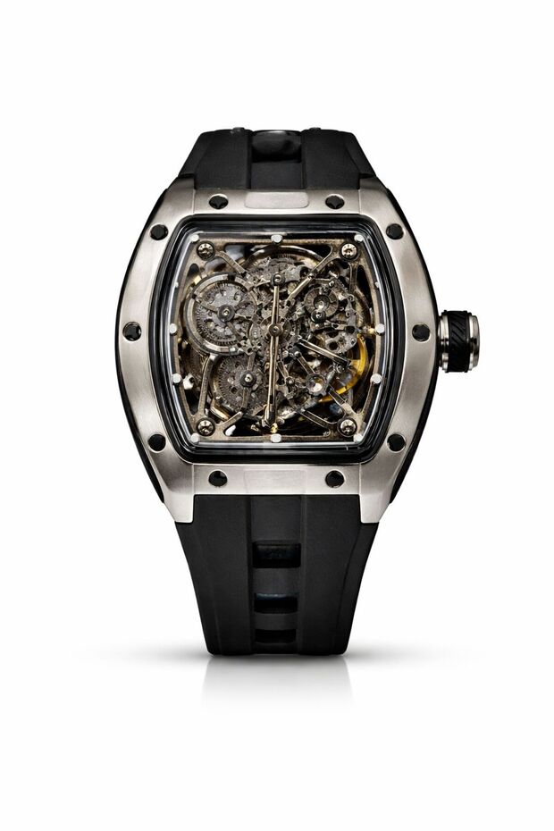 Phantom Skeleton Automatic Watch for Men – Luxury Tonneau Dial, Black Silicone Strap,