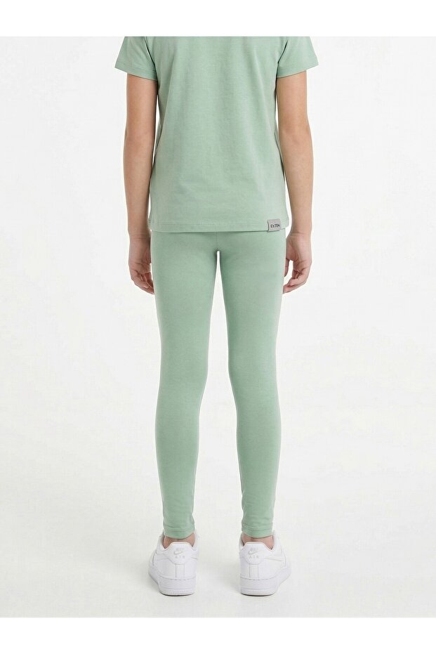 Girls Basic Solid Leggings - Green color - 1