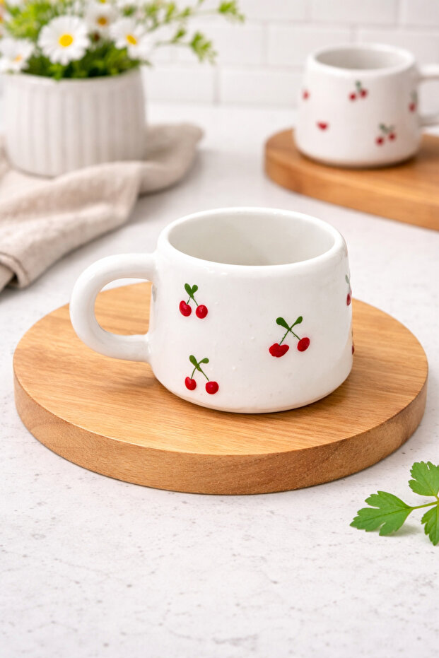 كوب سيراميك بنقش الكرز 🍒 ☕ - 3