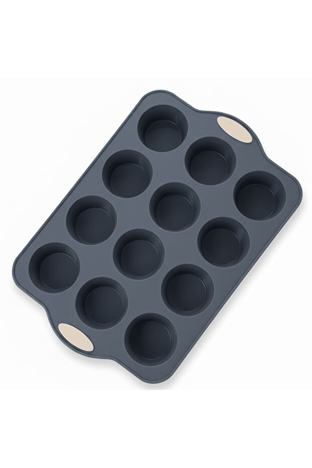 BakePro 12-Cup Premium Grey Silicone Muffin & Cupcake Tray