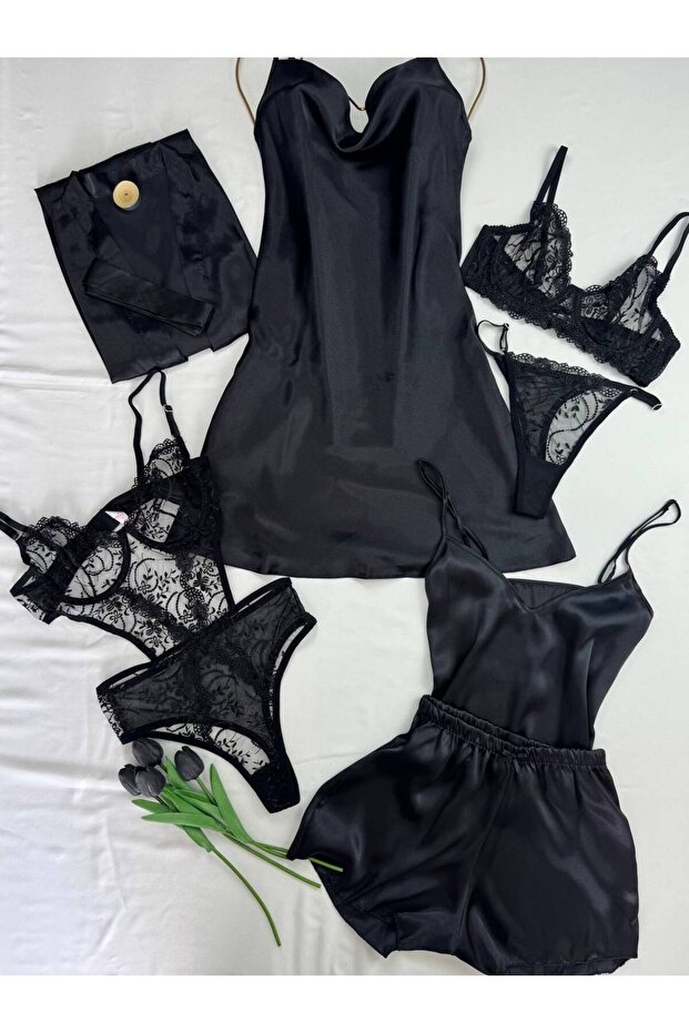 Boxed Satin Dressing Gown Nightgown Underwear Dowry Set