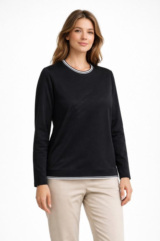 Women's Patterned Combed Cotton Blouse for Middle Ages and Above 30577