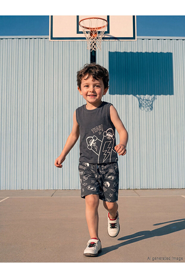 Vizyon New Season Printed Boys' Shorts Set