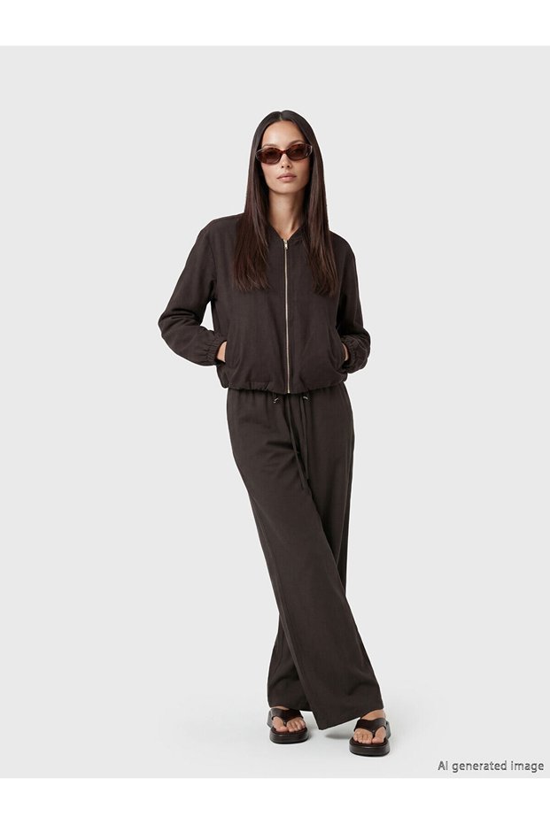 Özmarka New Season Elastic Waist Wide Leg Women's Trousers