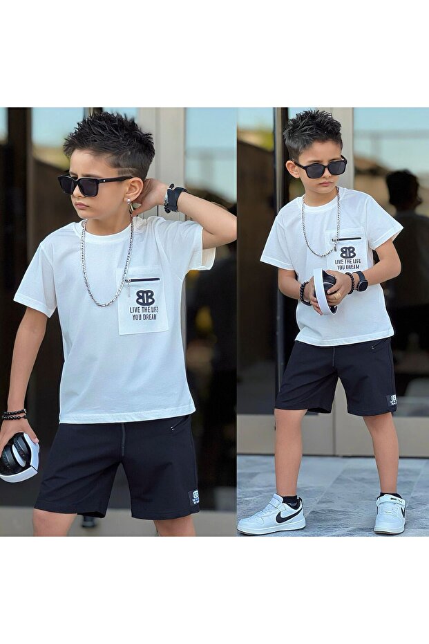 Boy's Summer Printed T-Shirt Shorts Set-11702S