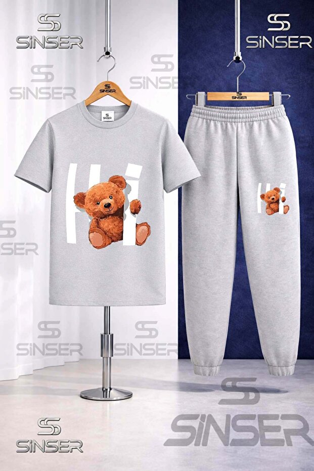 Children's Hi Bear Printed T-Shirt and Tracksuit Set