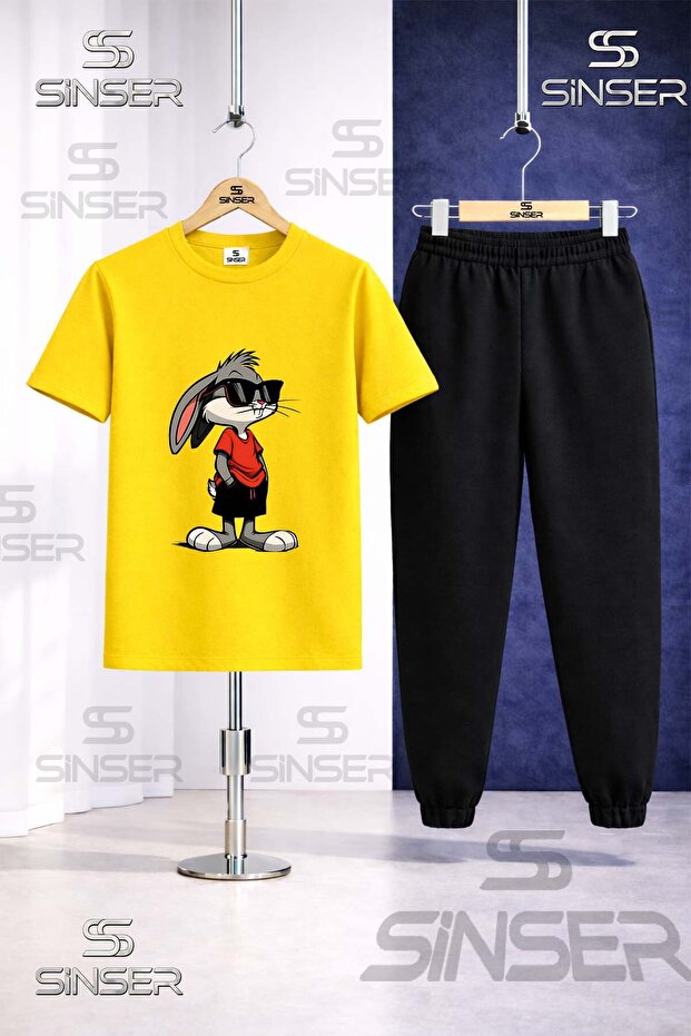 Children's Gzlk Boksbony Printed T-Shirt Tracksuit Set