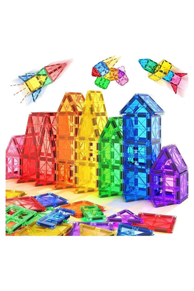 Magnetic Building Tiles - 70 Pcs Set of Vibrant 3D Blocks