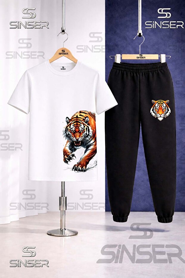 Children's Tiger Side Pence Printed T-Shirt Tracksuit Set