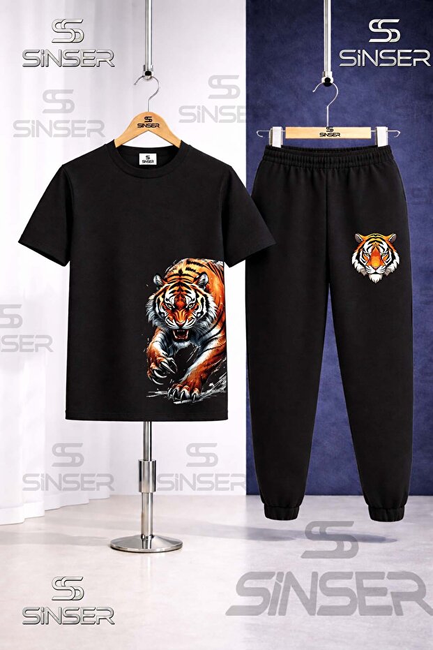 Children's Tiger Side Pence Printed T-Shirt Tracksuit Set