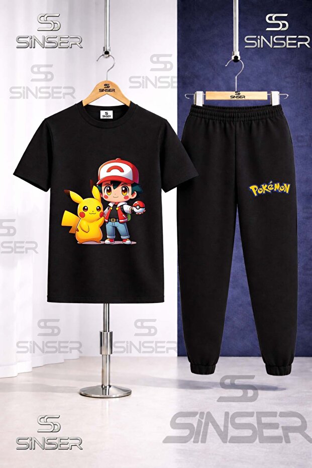 Children's Pikhacu Esli Ikil Printed T-Shirt and Sweatpants Set