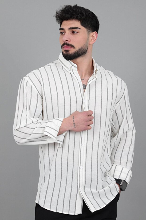 Şile Striped Oversize Long Sleeve Summer Shirt Mrs 226_40418