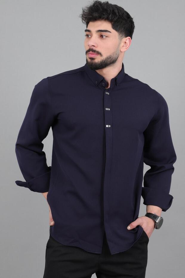 Button Detail Premium Summer Long Sleeve Shirt Qcm 6727_40419