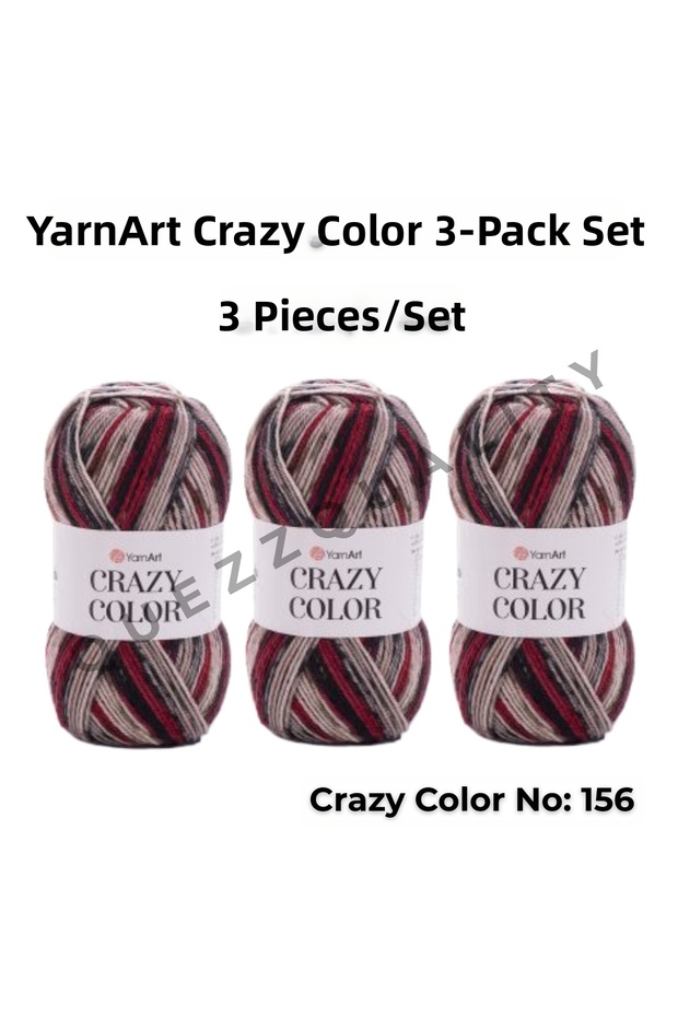 Crazy Color Set of 3 Marbled Hand Knitting Yarns No: 110