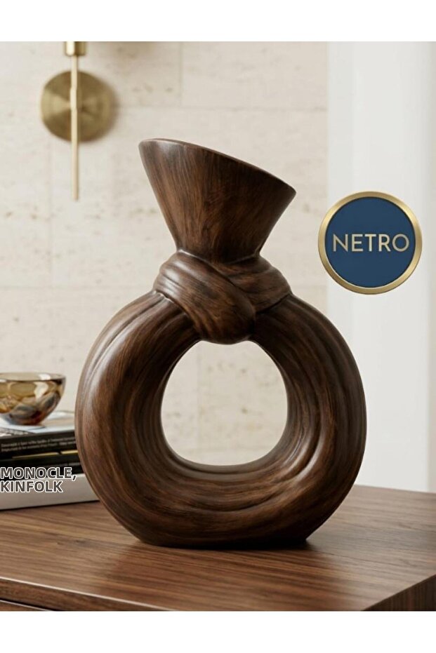 Kravat Model Decorative Vase Ceramic Stylish Vase Handmade Special Series 27 cm