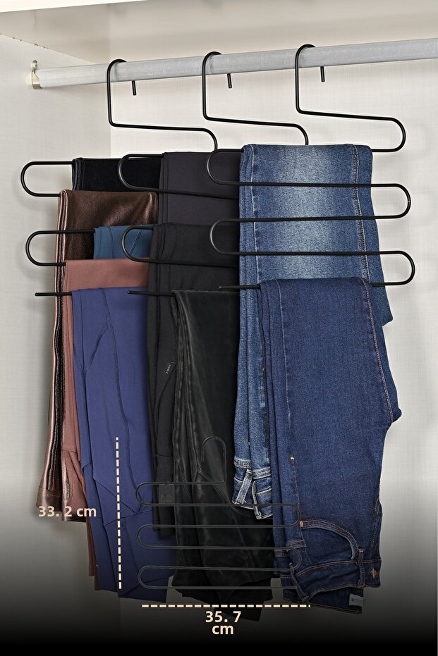 10-Piece Black 5-Tier Trouser Hanger for Closet, Clothes, Shawls, Scarves, Stainless Metal