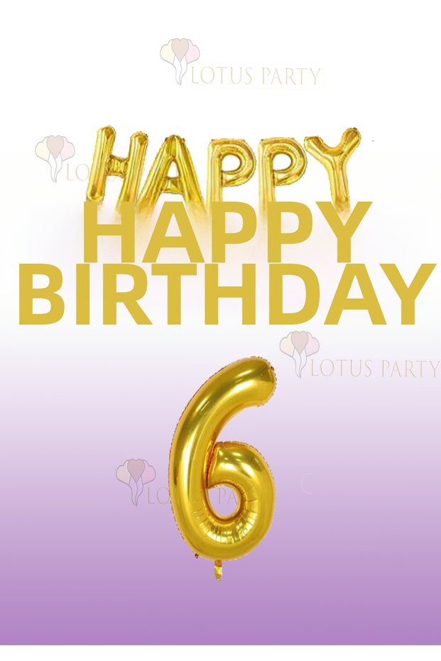 Gold Color Happy Birthday Lettering Foil Balloon Gold Number 1 Year Old