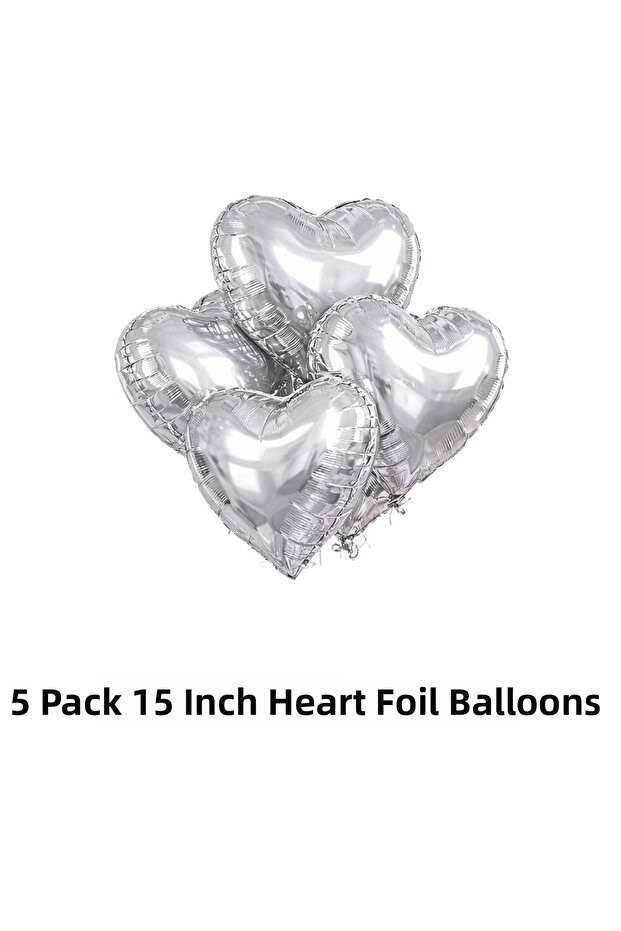 Heart Foil Balloon 5 Pieces (15'') Helium Compatible Birthday Special Day Balloon
