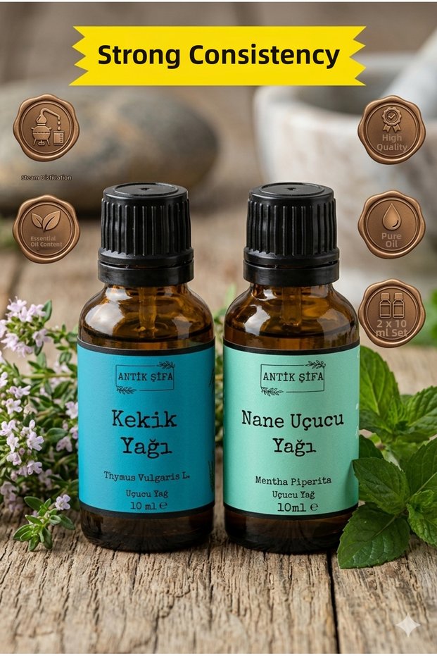 Thyme Oil and Peppermint Essential Oil (10Ml+10Ml) - 100% Pure Peppermint, Thyme Oil Natural Essential Oil