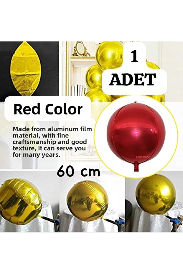 (1 Piece) Large Size Red Globe Foil Helium Balloon, Birthday Balloon, Red Party Balloon 60cm