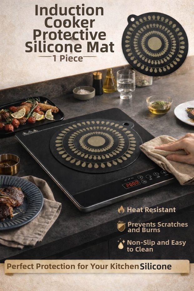 Thermochromic Silicone Induction Cooker Protector Heat Resistant Non-Slip Mat - 1 Pc