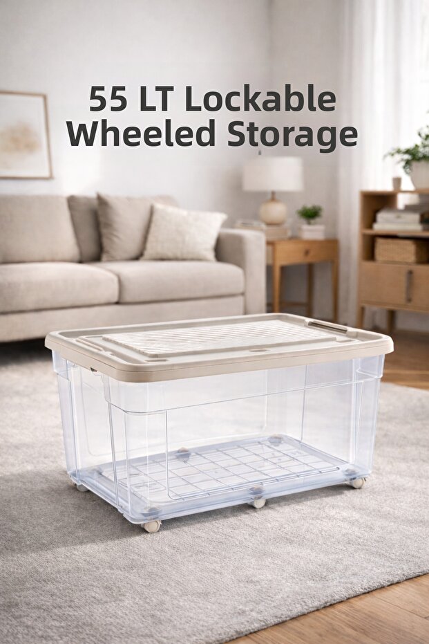 55 Lt Wheeled Lockable Storage Box 1 Piece Storage Organizer