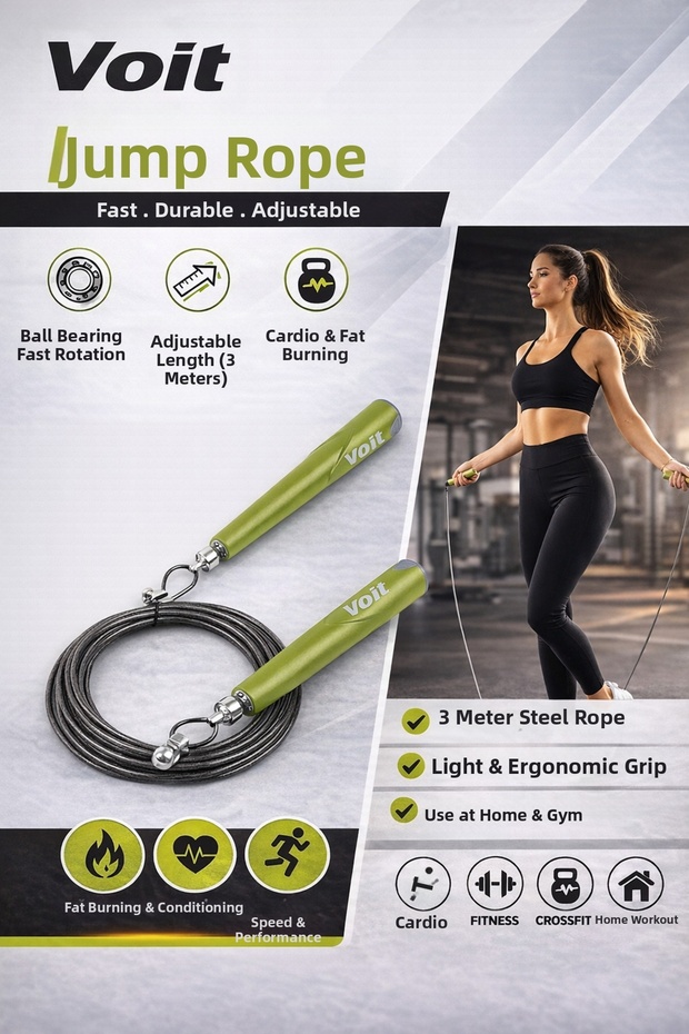Jump Rope – Adjustable Steel Speed Rope, Fast Jump Rope with Ball Bearings (3 M, Professional Use)