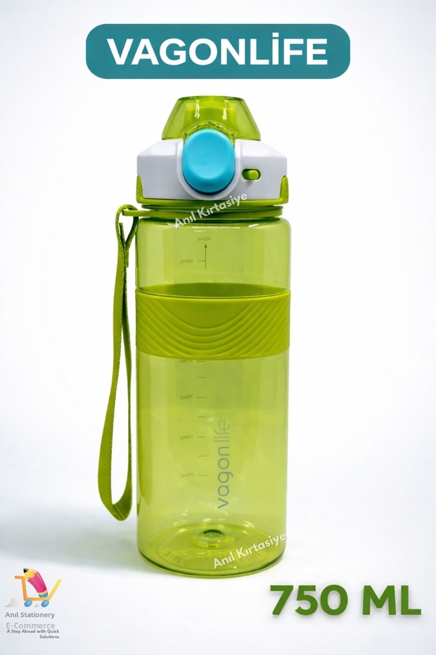 Tritan 750 ml Water Bottle with Wrist Strap - Non-Slip Silicone Body