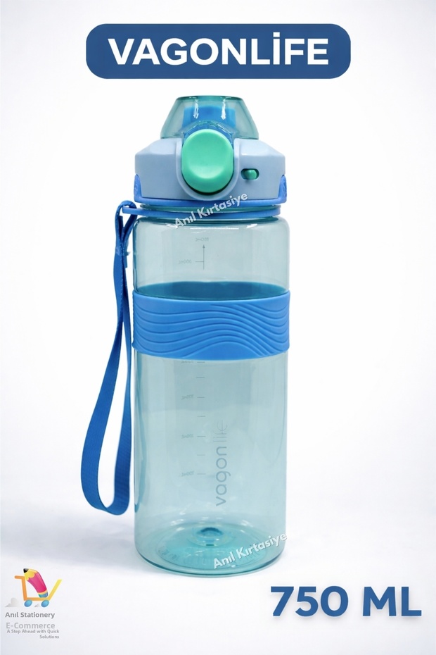 Tritan 750 ml Water Bottle with Wrist Strap - Non-Slip Silicone Body