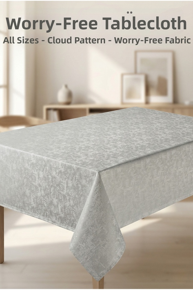 Stain-Resistant Tablecloth - Woven Cloud Pattern, All Sizes