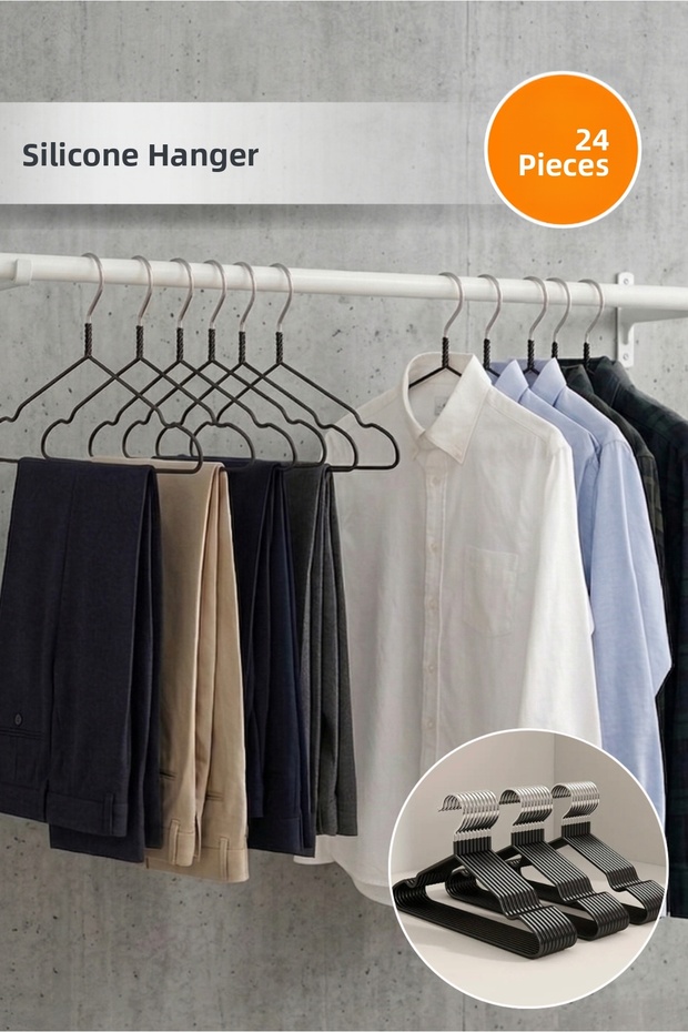 24-Piece Silicone Coated Clothes Hanger Non-Slip Clothes Hanger