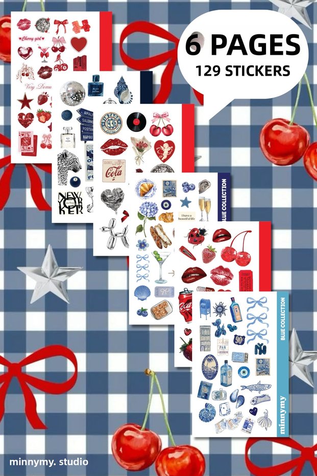 Red Blue Collection Sticker, Decal, Agenda, Journal, Planner Pinterest