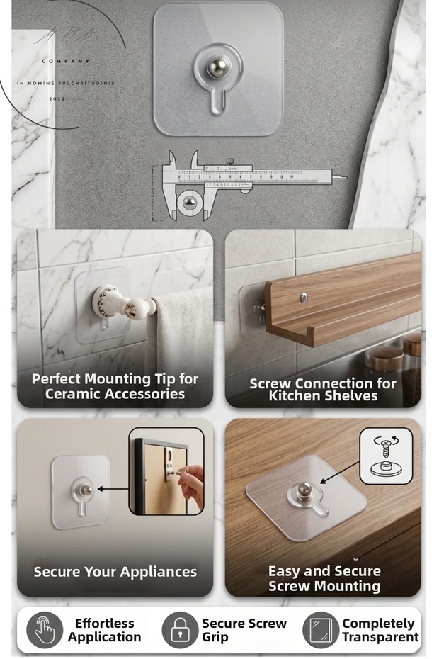 8Pcs Super Strong Frame Hanger Pin Punch-Free Adhesive Shelf Holder Hanger with Screws
