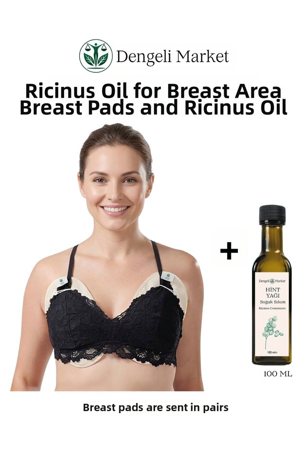 Castor Oil for the Chest Area Breast Pad Small (A-C Cup) + 100 ml Castor Oil (Without Hechzan)