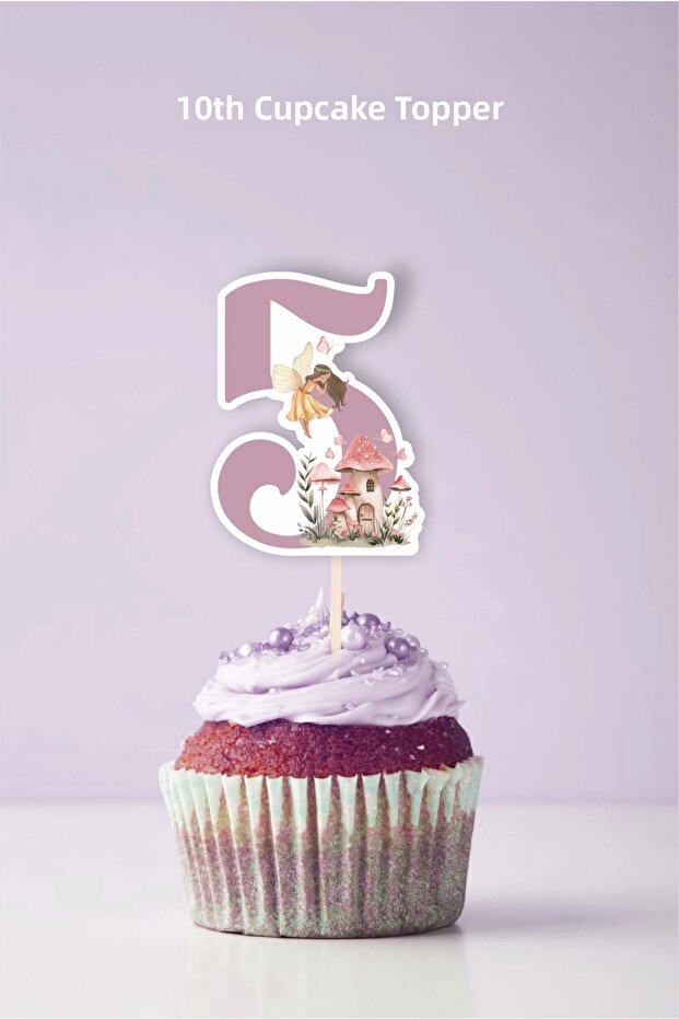 Fairy Girl Themed 5 Year Old Cupcake Decoration'10Pcs'