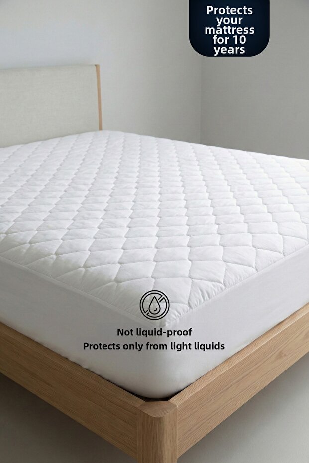 Mattress Topper Cotton Quilted Fitted Full Edge Mattress Protector White