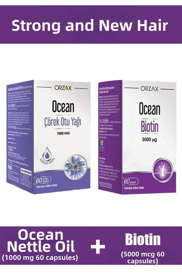 Biotin 5000 Mcg 60 Capsules + Black Cumin Oil 1000 Mg 60 Capsules