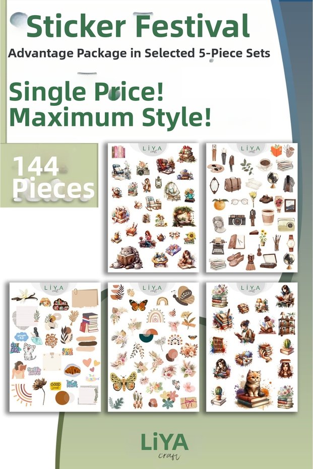 144 Pieces Vintage Book & Aesthetic Sticker Set - Decorative Labels for Planner, Notebook, Laptop, Scrapbook