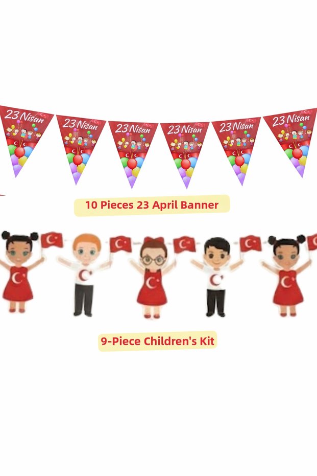 April 23Rd Ornament Set 10-Piece April 23Rd Pennant 9-Piece Children's Pendant Party Decoration