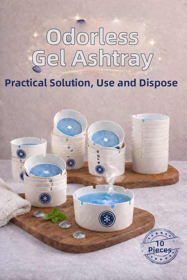 Water Activated Gel Ashtray - New Generation Ash and Odor Absorbing Disposable Ashtray (10 Pieces)