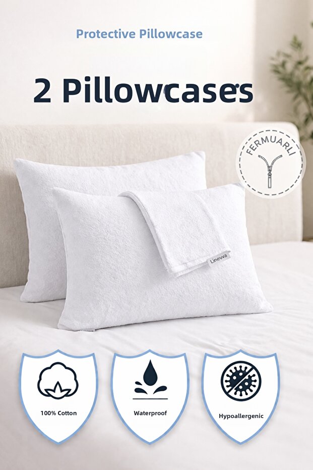 100% Cotton, 2-Pack and 4-Pack Pillow Covers, Pillowcases, Water/Liquid Resistant, (50 X 70 cm)