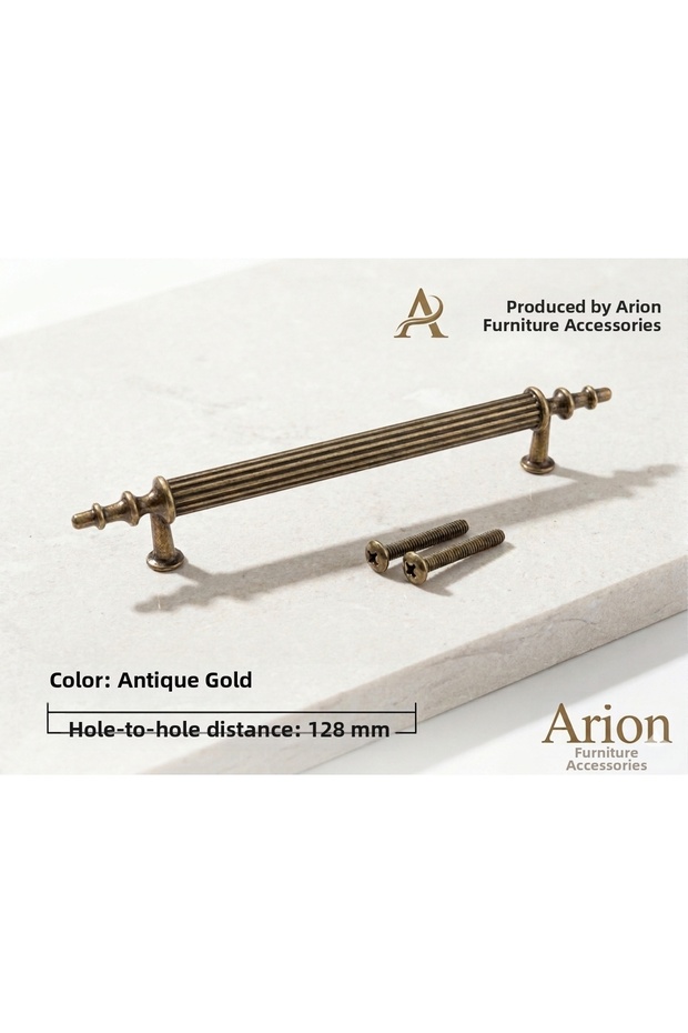Emi̇r 128 mm (12.8 cm) Antique Yellow 5 Pieces Handleluxury Aluminum Antique Cabinet Kitchen Drawer Handle