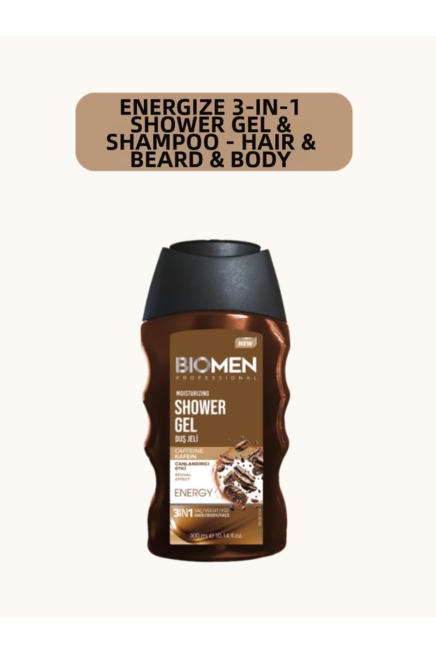 Energize 3in1 Shower Gel & Shampoo - Hair & Beard & Body 300 ml